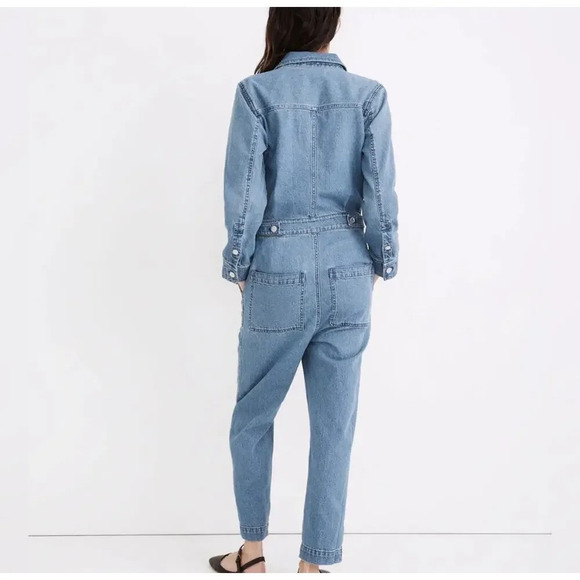 New Madewell Denim Relaxed Coverall Jumpsuit Glenroy Wash NWT XXS Long Sleeve - Picture 2 of 10